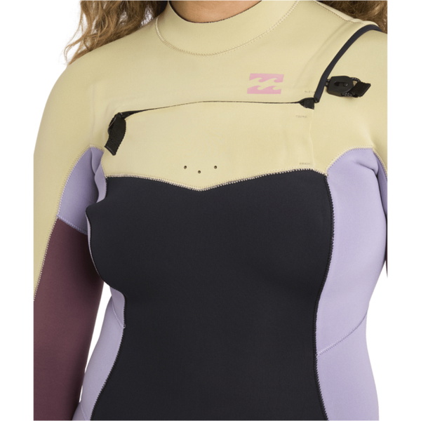 2026 Billabong Dames Synergy Natural 2mm Lange Mouwen Borst Ritssluiting Lentepak Wetsuit 24BW193513 - Grey Violet